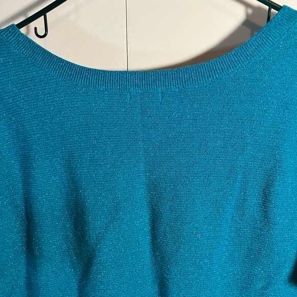 Express ladies xs short sleeve tasseled turquoise sweater top. - Picture 13 of 16